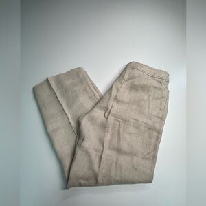 Studio Petites Elegant Women's Cream Straight Leg Linen Pants Size 8P